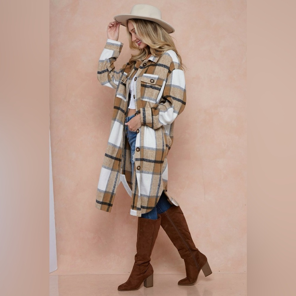 Small Camel Plaid Midi Jacket/Dress